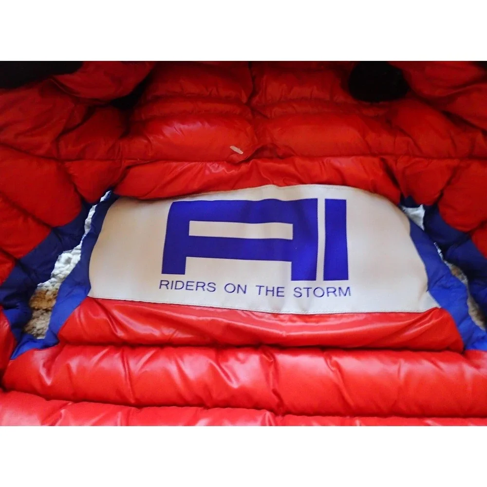 AI Riders On The Storm Puffer Vest Kids 6Y Blue Excellent Goggle Hood‎ Pom-Pom